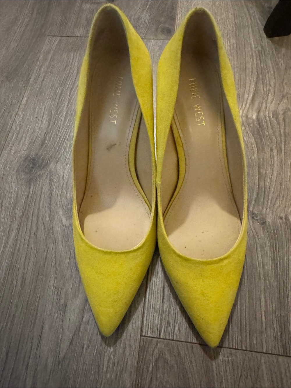 Nine West Yellow Suede Pointed Toe Pumps